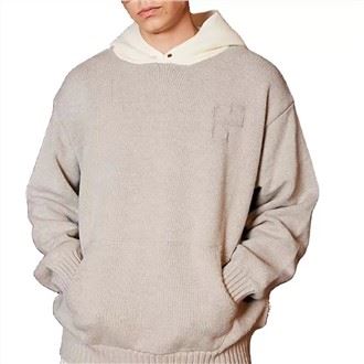 Casual Jacquard-genser med hette for menn